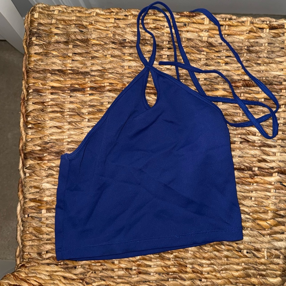 Zara Blue Halter Crop Top